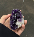 Amethyst with calcite small size druzy freeform