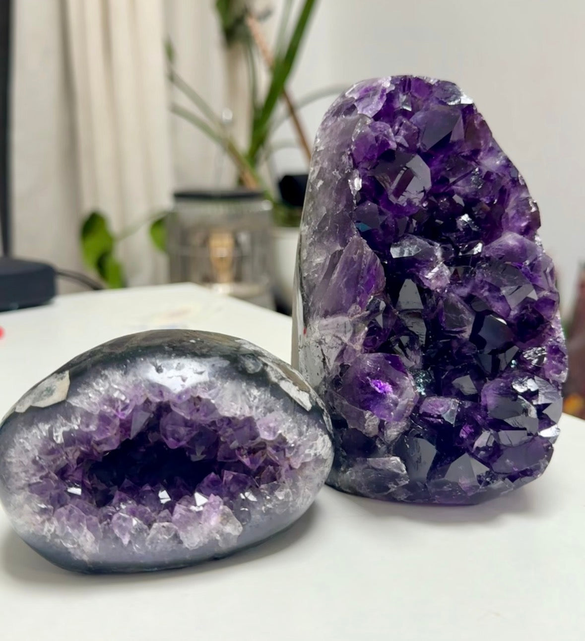 Amethyst geodes free form 2 pieces