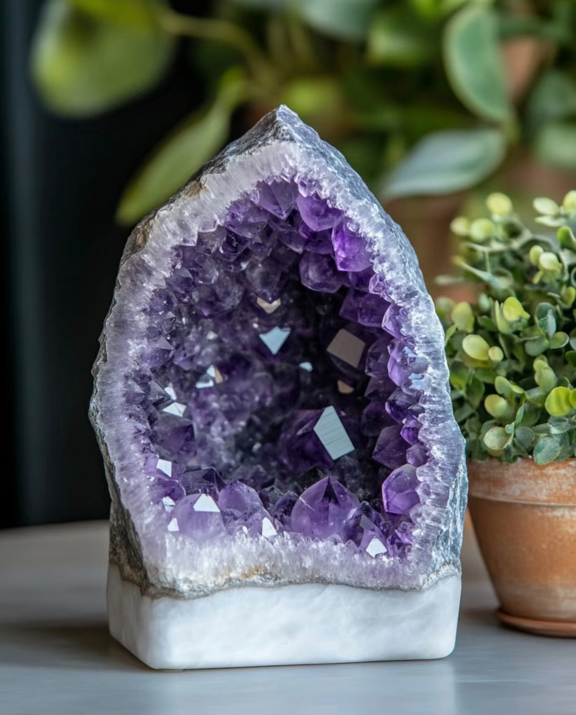 Amethyst big teeth geodes with cut base 0.5kg